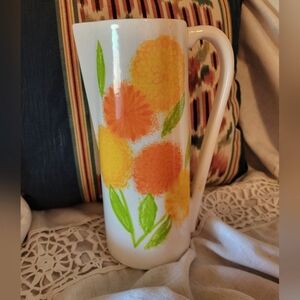 1960s, Handpainted Water Pitcher, Vase